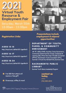 2021 Careers in Government Flyer for City of Sacramento Teen Event